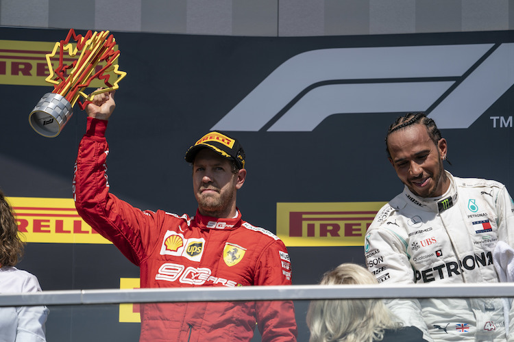 Sebastian Vettel und Lewis Hamilton nach dem Kanada-GP
