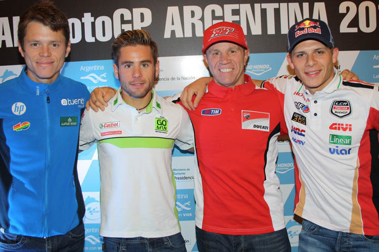 Pressekonferenz in Buenos Aires: Rabat, Bautista, Mamola und Bradl