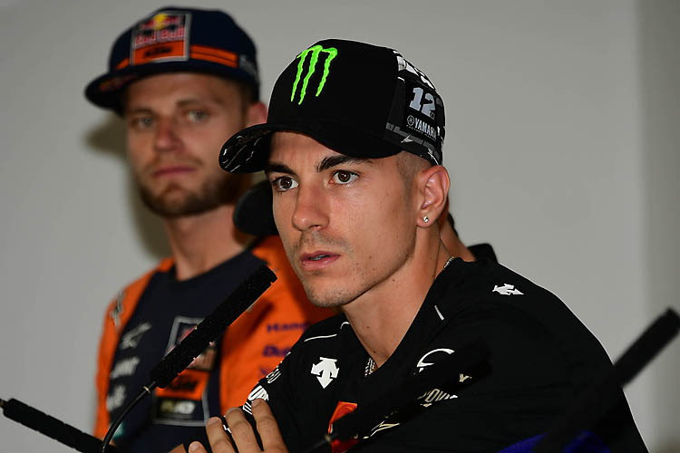 Maverick Viñales vor Brad Binder in der Pressekonferenz zum Brünn-GP