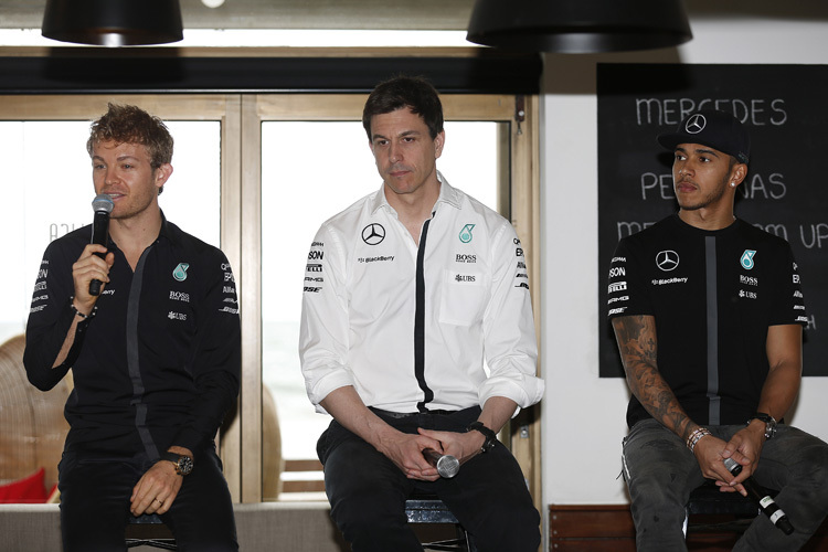 Nico Rosberg, Toto Wolff und Lewis Hamilton