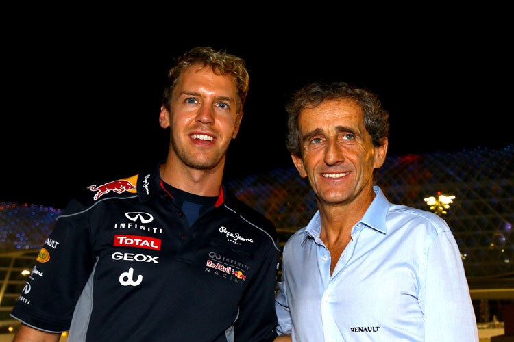 Alain Prost mit Sebastian Vettel in Abu Dhabi
