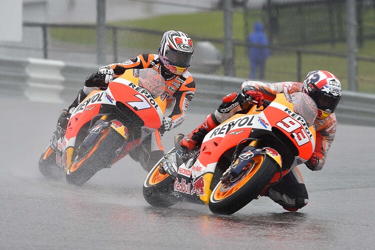 Das erste Training: Marc Márquez (93) vor Hiroshi Aoyama (7)