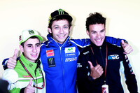 Niccolò Antonelli, Valentino Rossi und Franco Morbidelli 2014 in Valencia