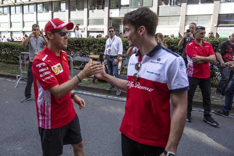 Sebastian Vettel und Charles Leclerc