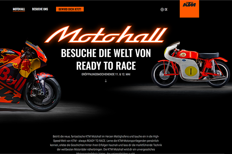 Die KTM-Motohall steht jetzt für das Publikum offen