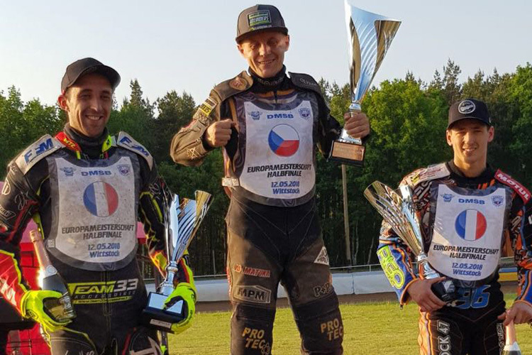 Josef Franc (Mitte) gewann in Wittstock vor Mathieu Trésarrieu und Dimitri Bergé