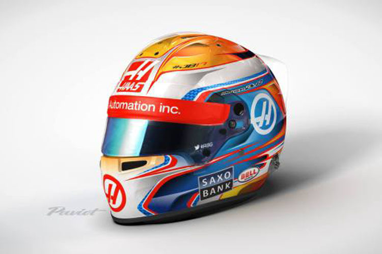 Der neue Kopfschutz des Haas-F1-Hoffnungsträgers unterscheidet sich klar vom 2015er-Helm des Genfers