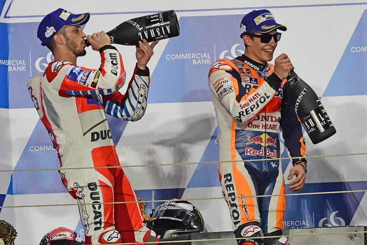 Marc Márquez musste sich in Katar Ducati-Pilot Andrea Dovizioso geschlagen geben