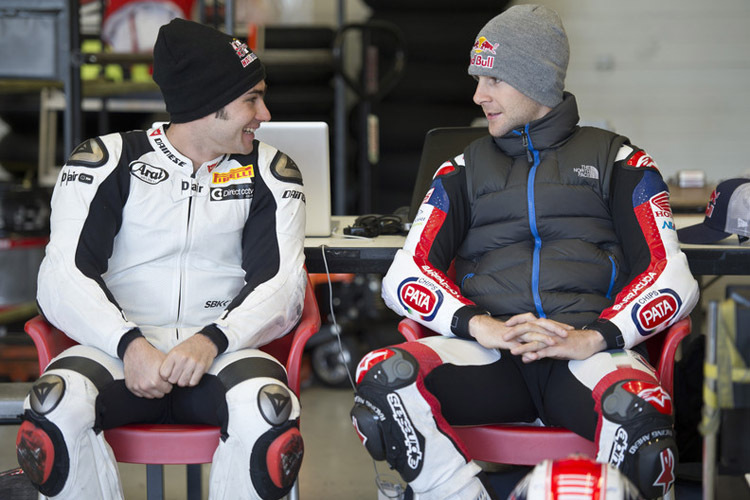 Ziemlich gute Freunde: Leon Haslam und Jonathan Rea (v.li)