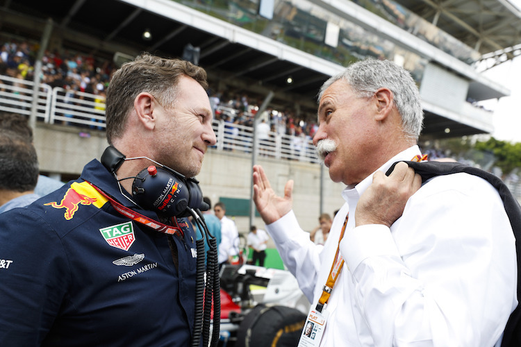 Red Bull Racing-Teamchef Christian Horner mit Formel-1-CEO Chase Carey