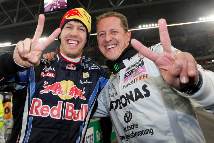 Sebastian Vettel und Michael Schumacher beim Race of Champions 2010 in Düsseldorf