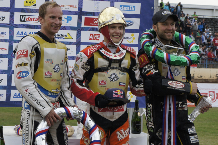 Das Podium in Pardubitz: Rune Holta, Emil Sayfutdinov und Martin Smolinski (v.l.)