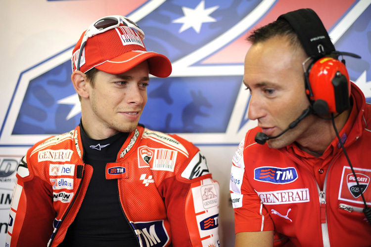 Casey Stoner hatte nach seiner Bestzeit gut lachen