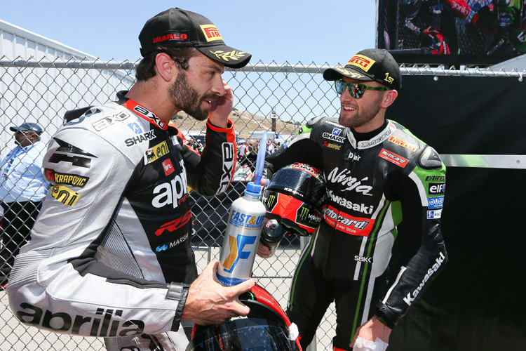 Wer wird Weltmeister: Sylvain Guintoli (li.) oder Tom Sykes?