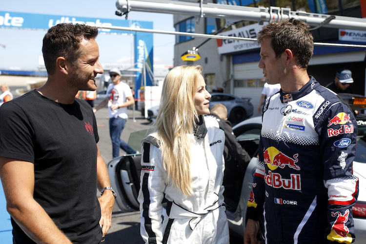 Timo Scheider, Andrea Kaiser und Sebastien Ogier