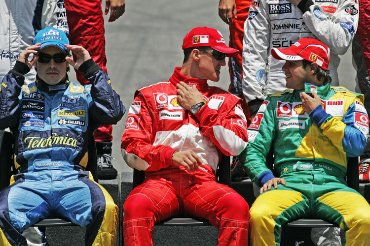 Interlagos 2006: Fernando Alonso, Michael Schumacher, Felipe Massa