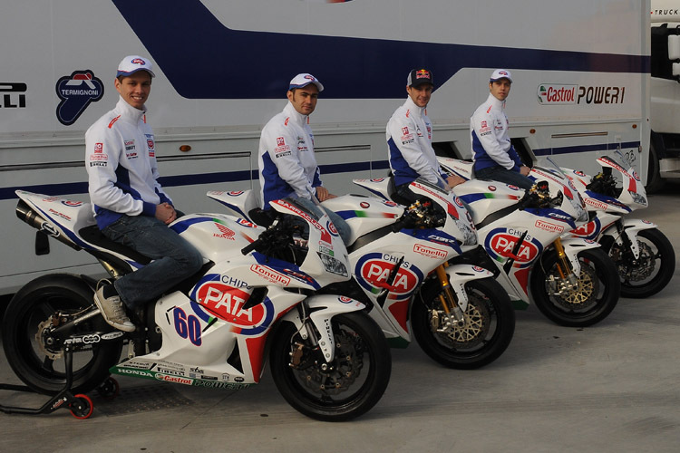 Pata Honda 2013: Van der Mark, Haslam, Rea und Zanetti (v.li.)