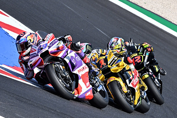 Ducati-Festspiele in Misano: Jorge Jorge Martin (89) vor Pecco Bagnaia (1) und Marco Bezzecchi (72)