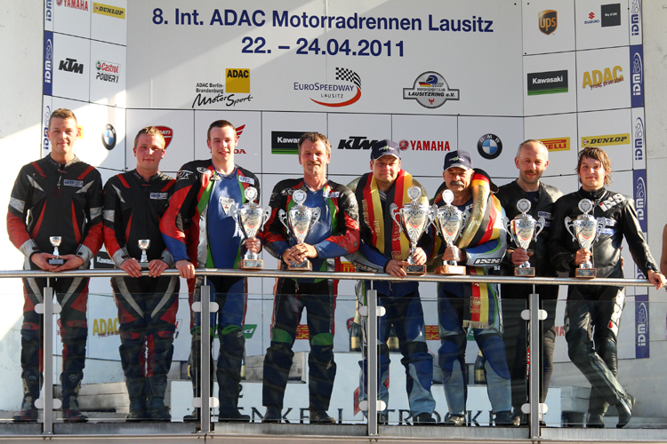 Das Podium der IDM Sidecar - EuroSpeedway Lausitz