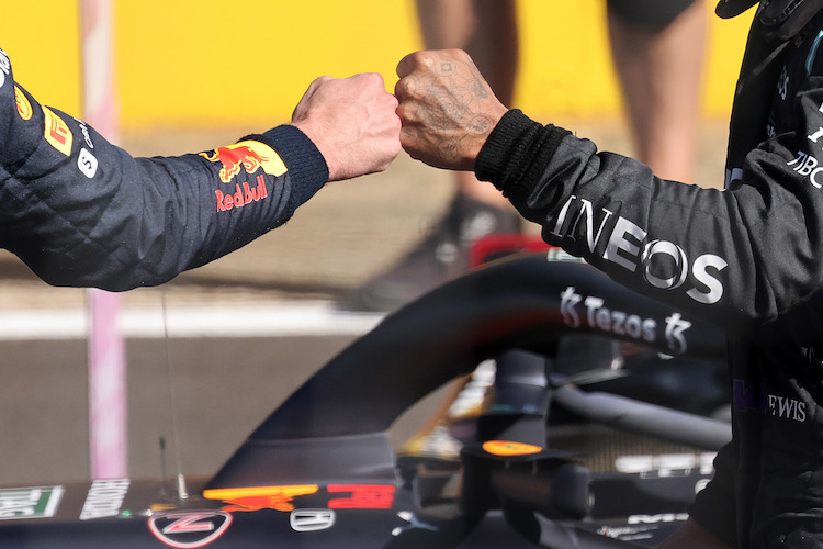 Max Verstappen und Lewis Hamilton