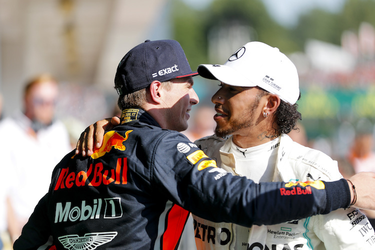 Max Verstappen und Lewis Hamilton