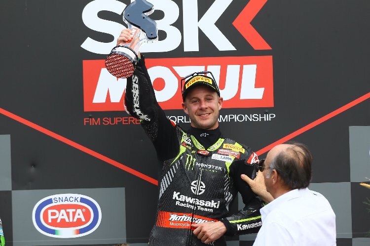 Besser kann man kaum gewinnen: Jonathan Rea mit einem Doppelsieg in Imola