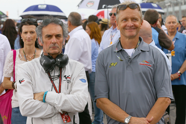 Zwei ehemalige 500-ccm-Weltmeister auf Suzuki: Franco Uncini und Kevin Schwantz