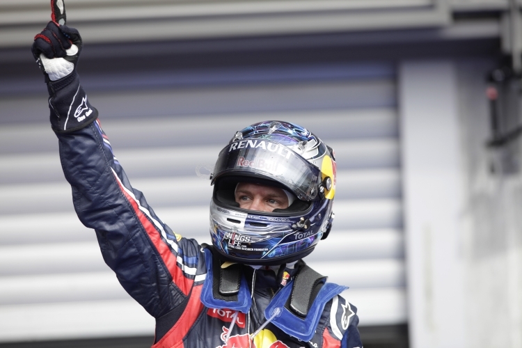 Sebastian Vettel freut sich über den Sieg