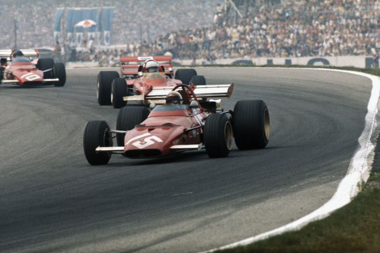 Anfangsphase im Hockenheim-GP 1970: Regazzoni vor Rindt und Ickx