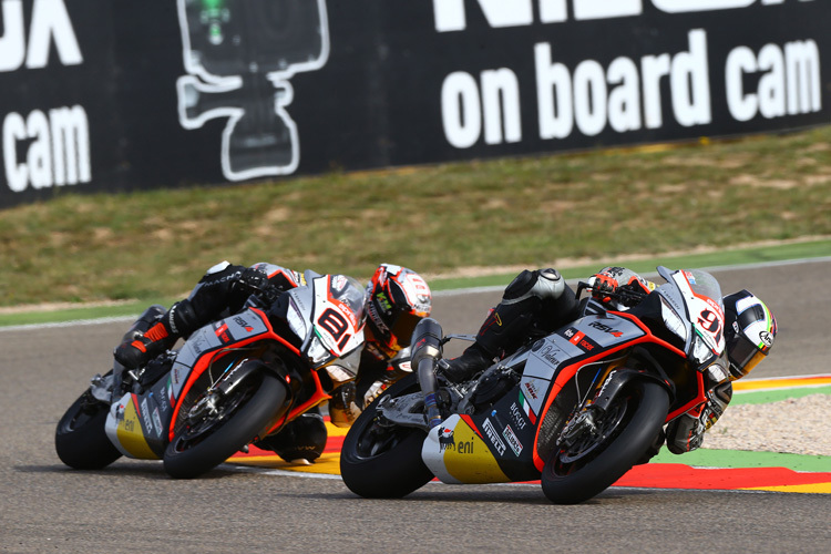 Das Aprilia-Duo Leon Haslam (91) und Jordi Torres