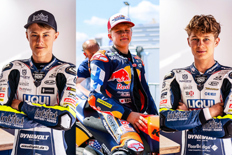 Das JuniorGP-Trio des Intact GP Teams: Jakob Rosenthaler, Rico Salmela und Leo Rammerstorfer