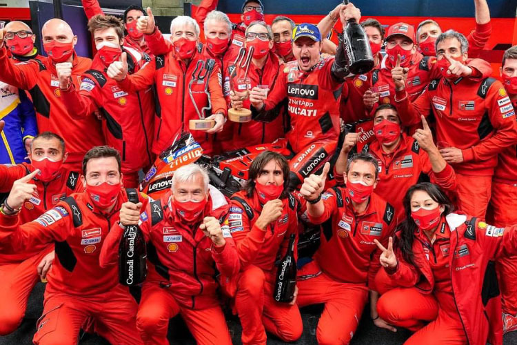 Jubel in Rot: Ducati feiert und hat in der Fahrer-WM die Plätze 2, 3 und 4 inne 