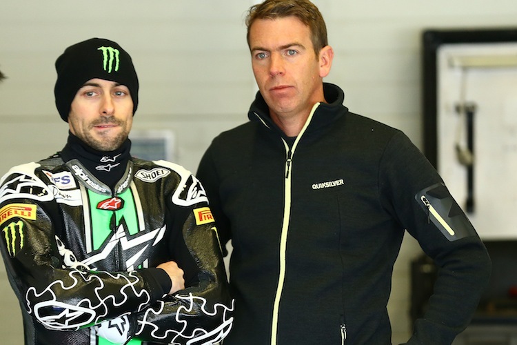 Paul Denning (re) mit Eugene Laverty beim Jerez-Test