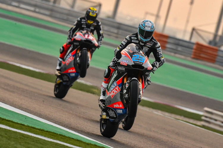 Marcel Schrötter und Tom Lüthi beim Katar-Test 