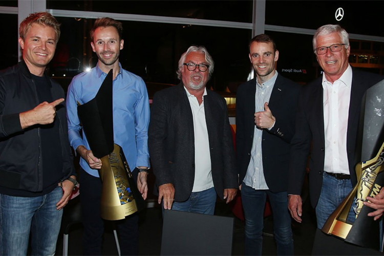 Nico Rosberg, DTM-Champion René Rast, Keke Rosberg, Jamie Green und Arno Zensen