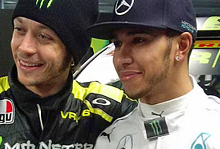 Treffen der Motorsport-Stars: Valentino Rossi und Lewis Hamilton