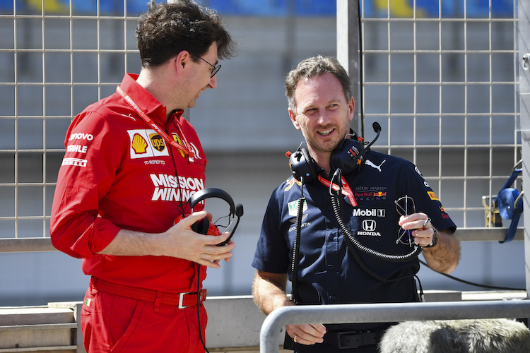 Mattia Binotto und Christian Horner, die Teamchefs von Ferrari und Red Bull Racing