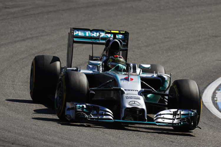 Mercedes-Pilot Nico Rosberg fuhr mit 1:17,779 min die schnellste Runde im dritten freien Training auf dem Hockenheimring