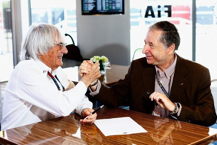 Bernie Ecclestone und Jean Todt freuen sich