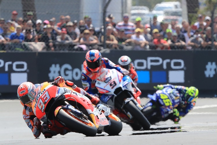 Márquez, Petrucci und Rossi standen in Le Mans 2018 auf dem Podest