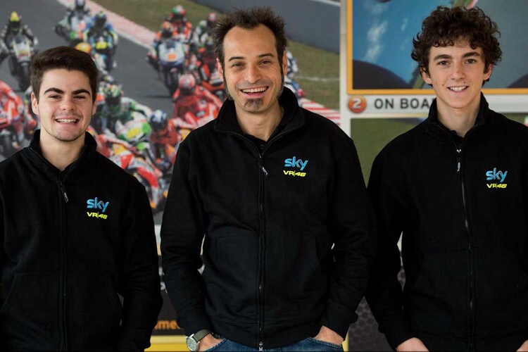 Das SKY-VR46-Team: Fenati, Guareschi und Bagnaia