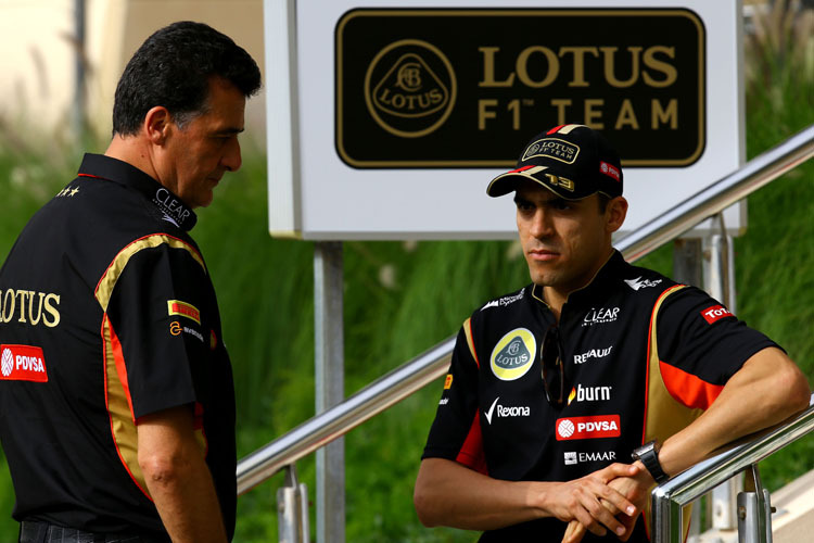 Der stellvertretende Lotus-Teamchef Federico Gastaldi und sein Schützling Pastor Maldonado