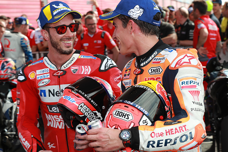 Andrea Dovizioso (li.) und Marc Márquez