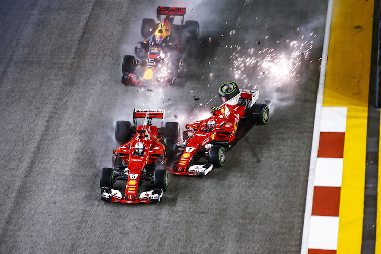 Vettel, Räikkönen und Verstappen Crash