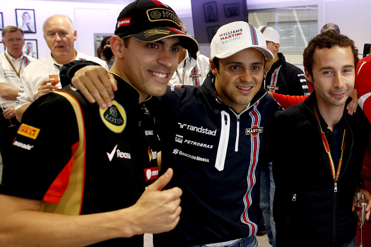 Manager Nicolas Todt (rechts) mit Pastor Maldonado und Felipe Massa