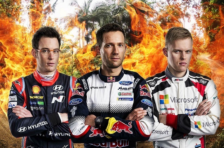 Thierry Neuville, Sébastien Ogier, Ott Tänak (vlnr)