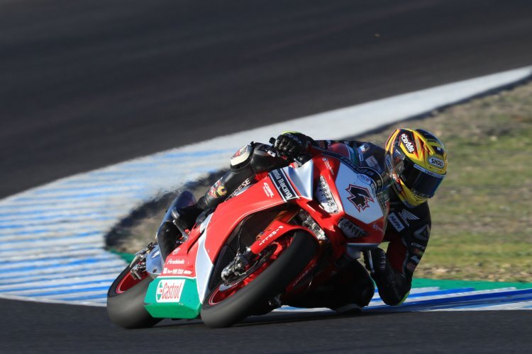 BSB-Pilot Dan Linfoot auf der Honda Fireblade SP2 beim Jerez-Test