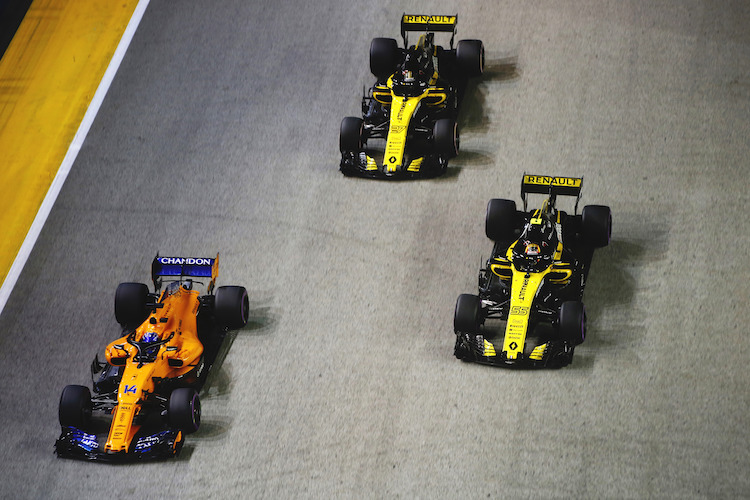McLaren gegen Renault 2018 in Singapur – Alonso, Sainz, Hülkenberg