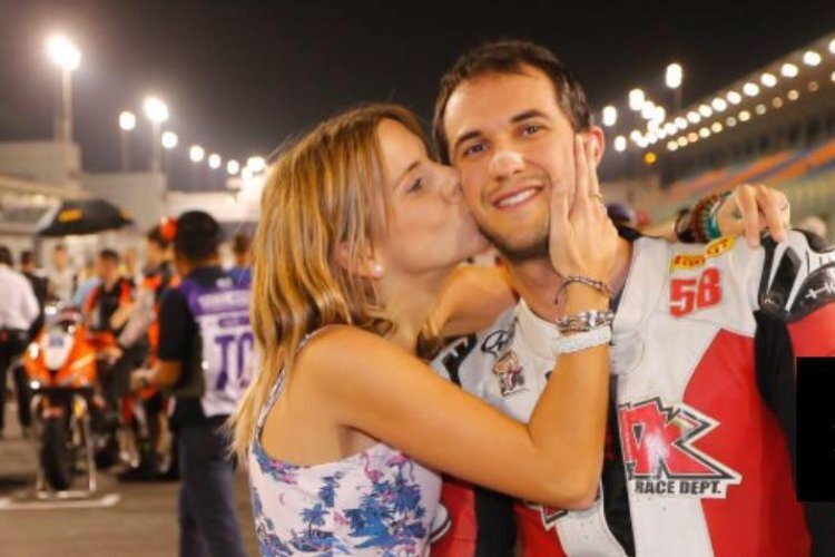 Alex Baldolini mit seiner Ehefrau Nuria Ovejero: Ein Kuss vor seinem letzten Rennen in der Supersport-WM 
