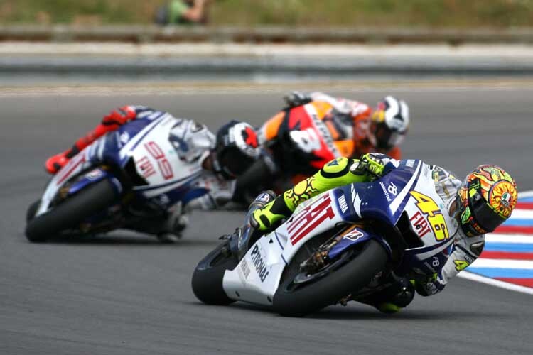 Brünn 2009: Rossi vor Lorenzo und Pedrosa.